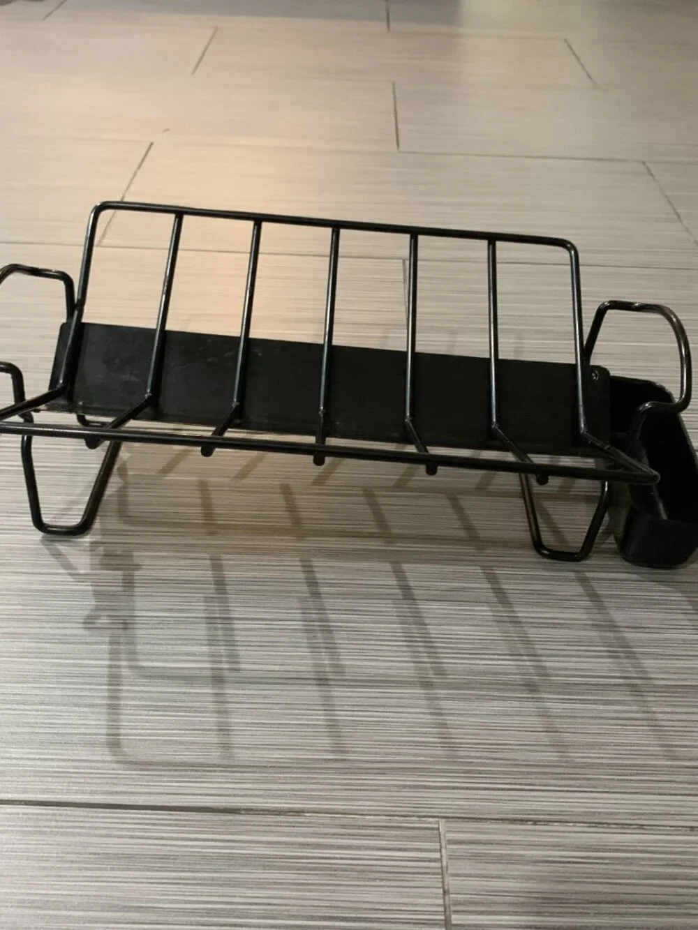 Black Metal V-Rack Roasting Stand with Removable Grease Tray – Patent D356990
